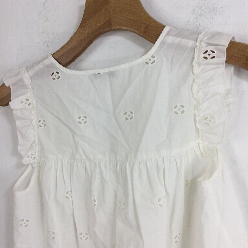 Madewell Eyelet Lace Garden V-Neck Scallop Sleeveless Blouse Tank Top White XXS - Picture 5 of 8